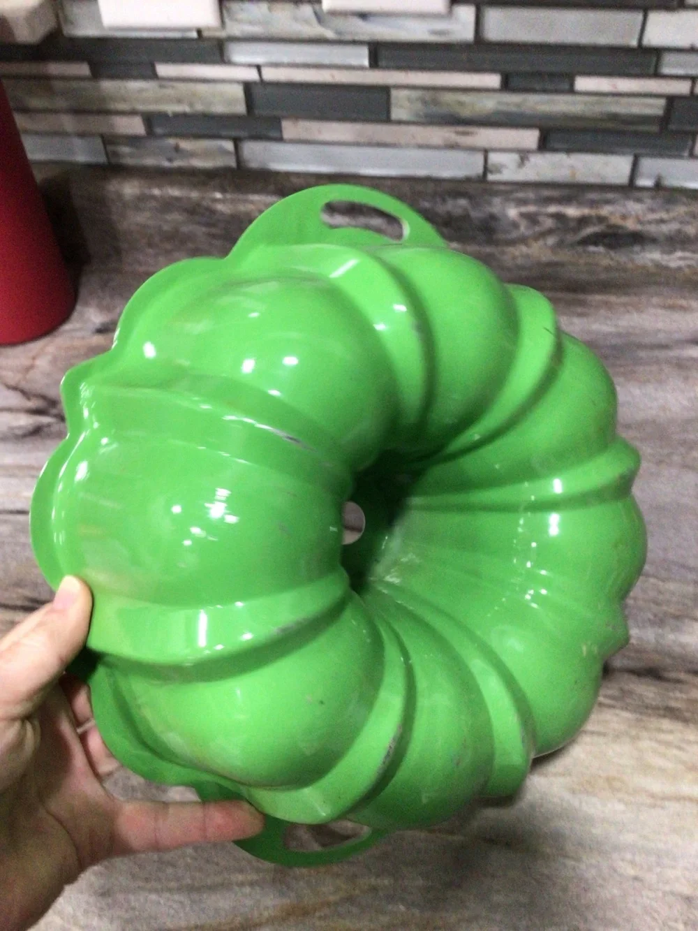 Vintage Nordic Ware Green Bundt Pan 10” Aluminum Nonstick Fluted Tube Cake Mold